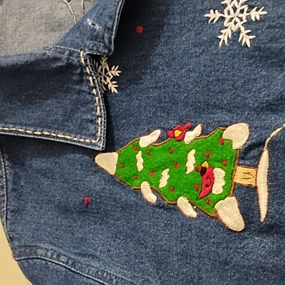 NorthCrest Winter Denim Barn Coat Chore Jacket Embroidery Appliques 26/28 - Picture 6 of 12